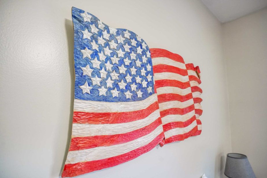 Hand carved American flag.